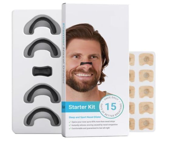 Breathing Nasal Strip Starter Kit (15 Pack) Oxygen Booster (BLACK)