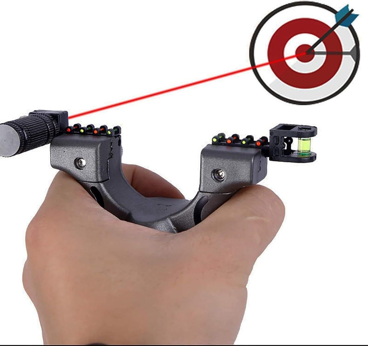 Premium Metal Slingshot with Laser Sight & Spirit Level