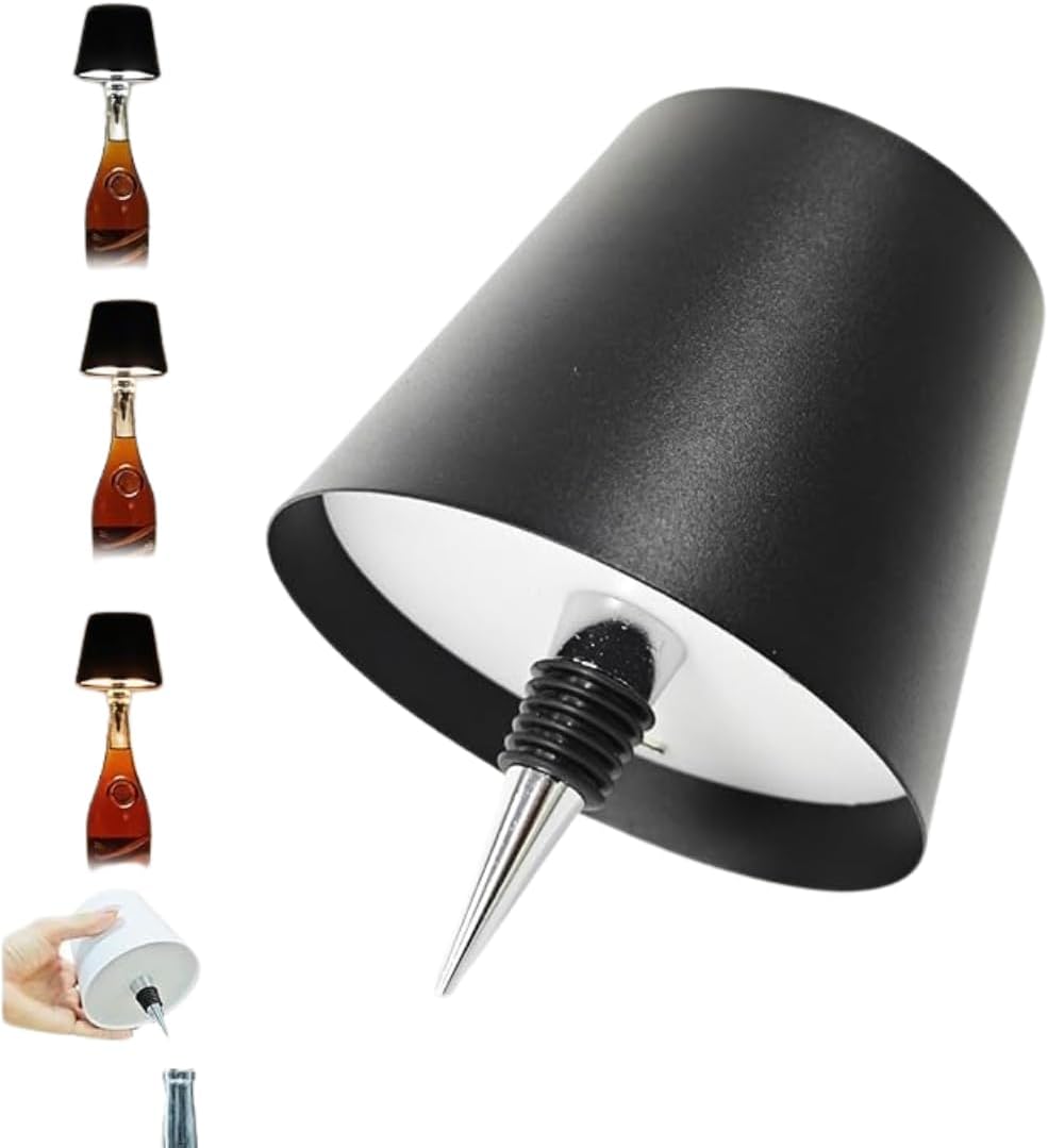 Wireless Bottle Lamp - 3 Color Touch Control, (Rechargeable)