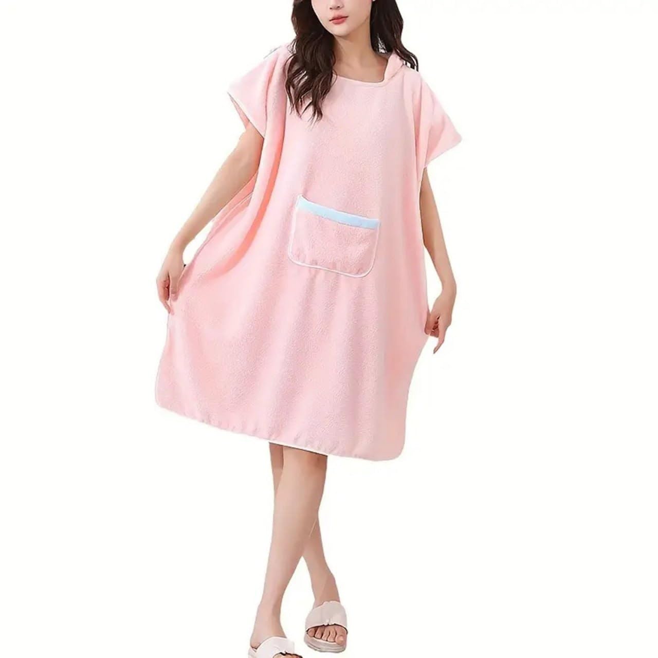 Women's Hooded Bath Robe, Soft Comfortable Loungewear, Pink