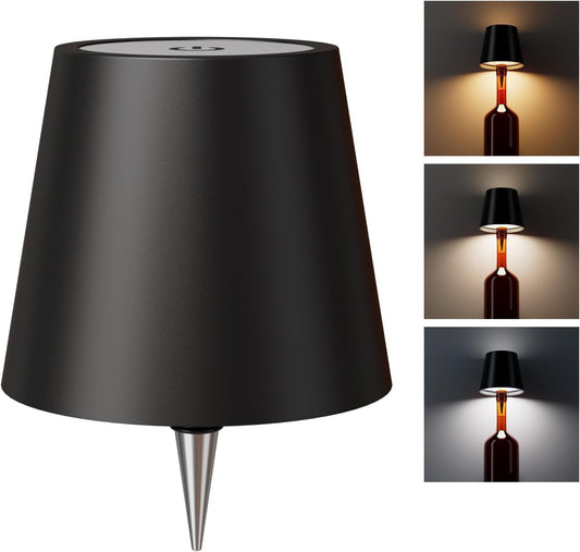 Wireless Bottle Lamp - 3 Color Touch Control, (Rechargeable)