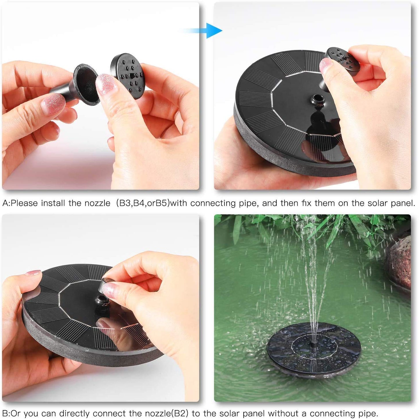 Plastic Fountain Solar Power Floating  water pump (Black)