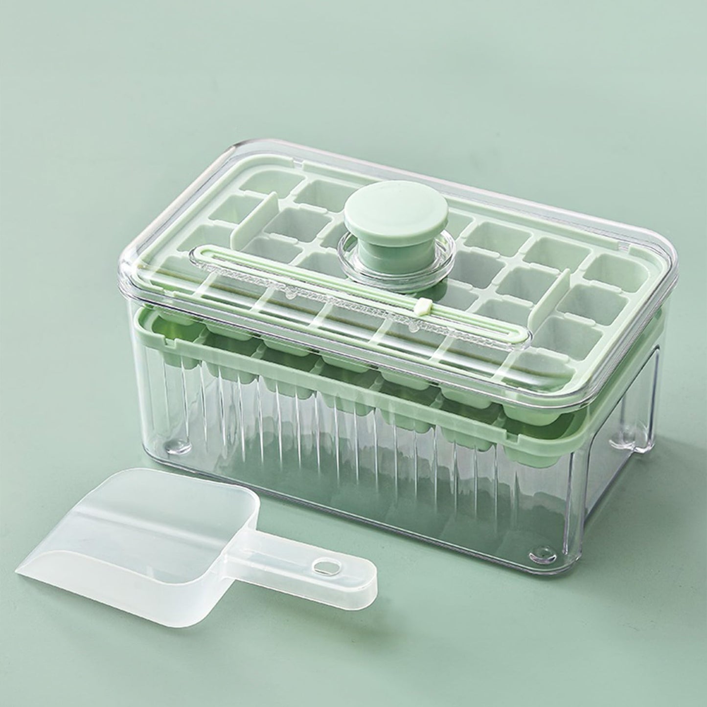 2 Layer Ice Cube Tray , Square Ice Cubes , Cube Storage Container 64 Ice