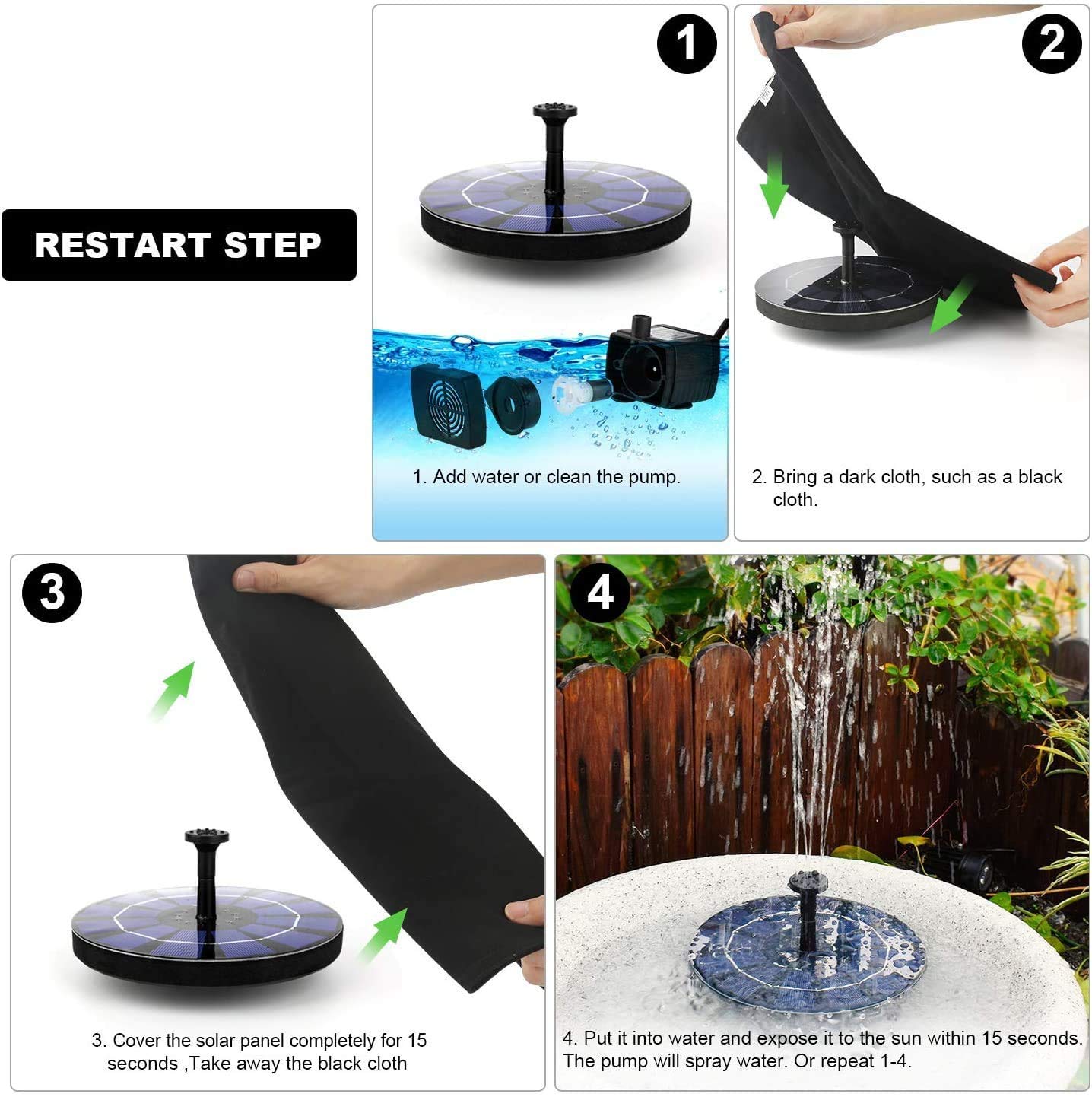 Plastic Fountain Solar Power Floating  water pump (Black)